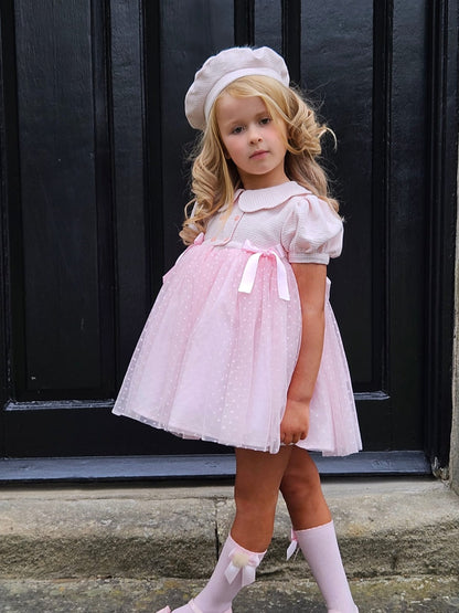 Sonata Classic Pink Handmade Plumeti Dress (Made To Order)