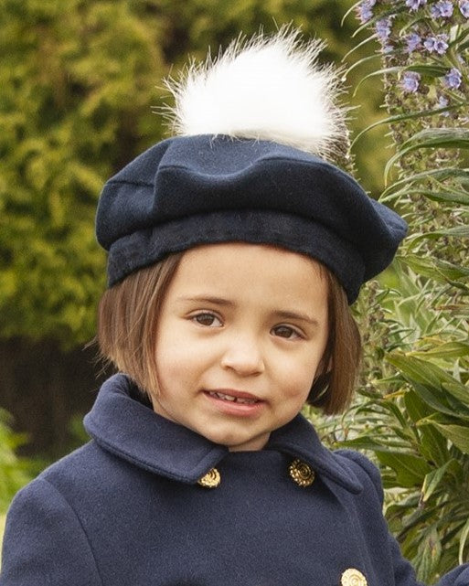 Sonata Navy Spanish Pom Beret Hat AW (Made to order)