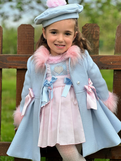 Girls Baby Blue & Pink Fur Coat AW (Made to order)