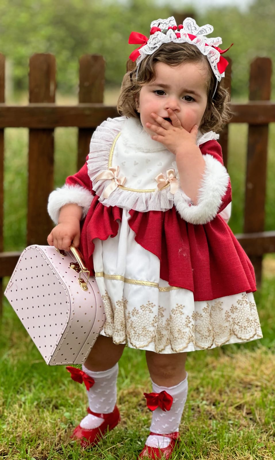 Girls Red Christmas Headband AW (Made to order)