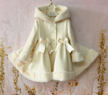 Amor Bambino Handmade Hooded Coat with Fur Trim AW (Made to order)