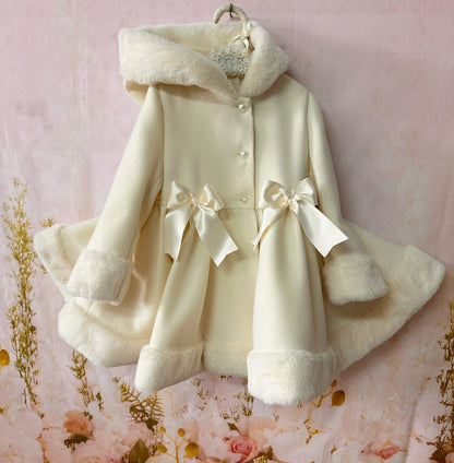 Amor Bambino Handmade Hooded Coat with Fur Trim AW (Made to order)