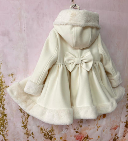 Amor Bambino Handmade Hooded Coat with Fur Trim AW (Made to order)