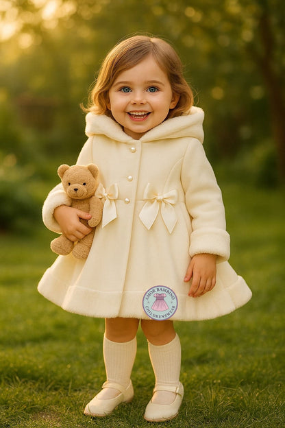 Amor Bambino Handmade Hooded Coat with Fur Trim AW (Made to order)