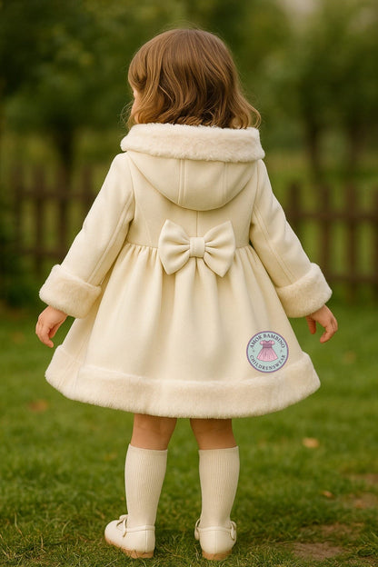 Amor Bambino Handmade Hooded Coat with Fur Trim AW (Made to order)