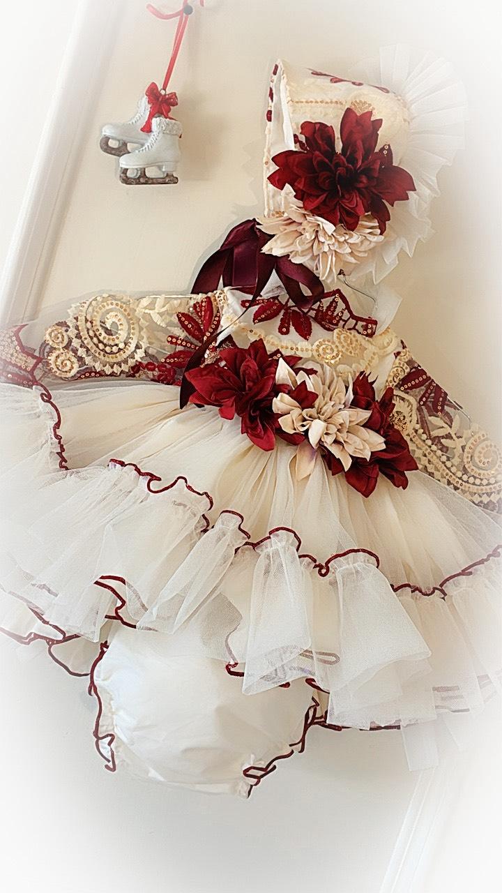 Extravagant Handmade Dress, Knickers & Headpiece or Bonnet - (Made to order)