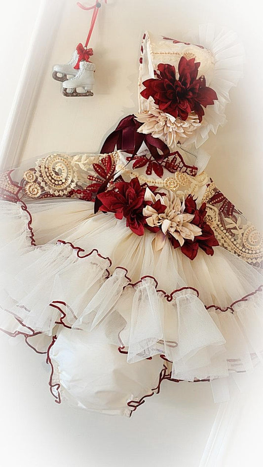 Extravagant Handmade Dress, Knickers & Headpiece or Bonnet - (Made to order)