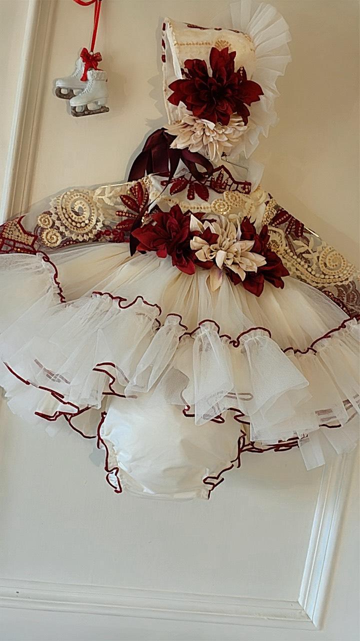 Extravagant Handmade Dress, Knickers & Headpiece or Bonnet - (Made to order)