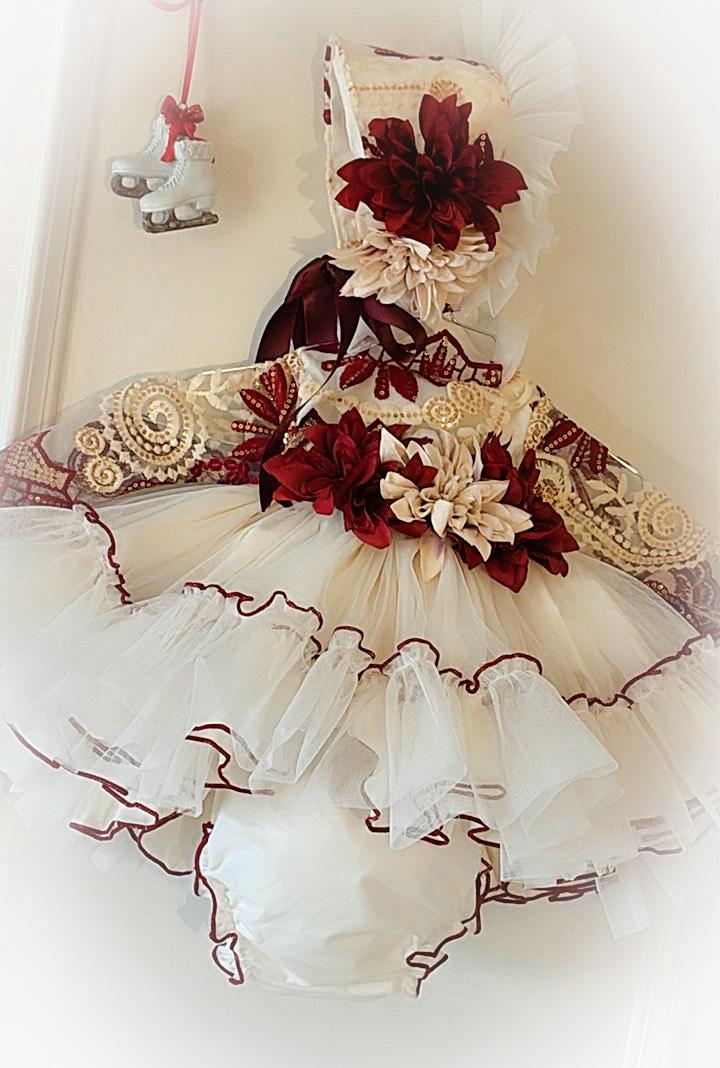 Extravagant Handmade Dress, Knickers & Headpiece or Bonnet - (Made to order)