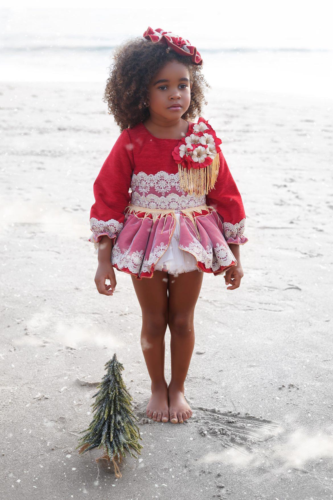 Chanele Red Handmade Dress, Knickers & Headpiece - (Made to order)