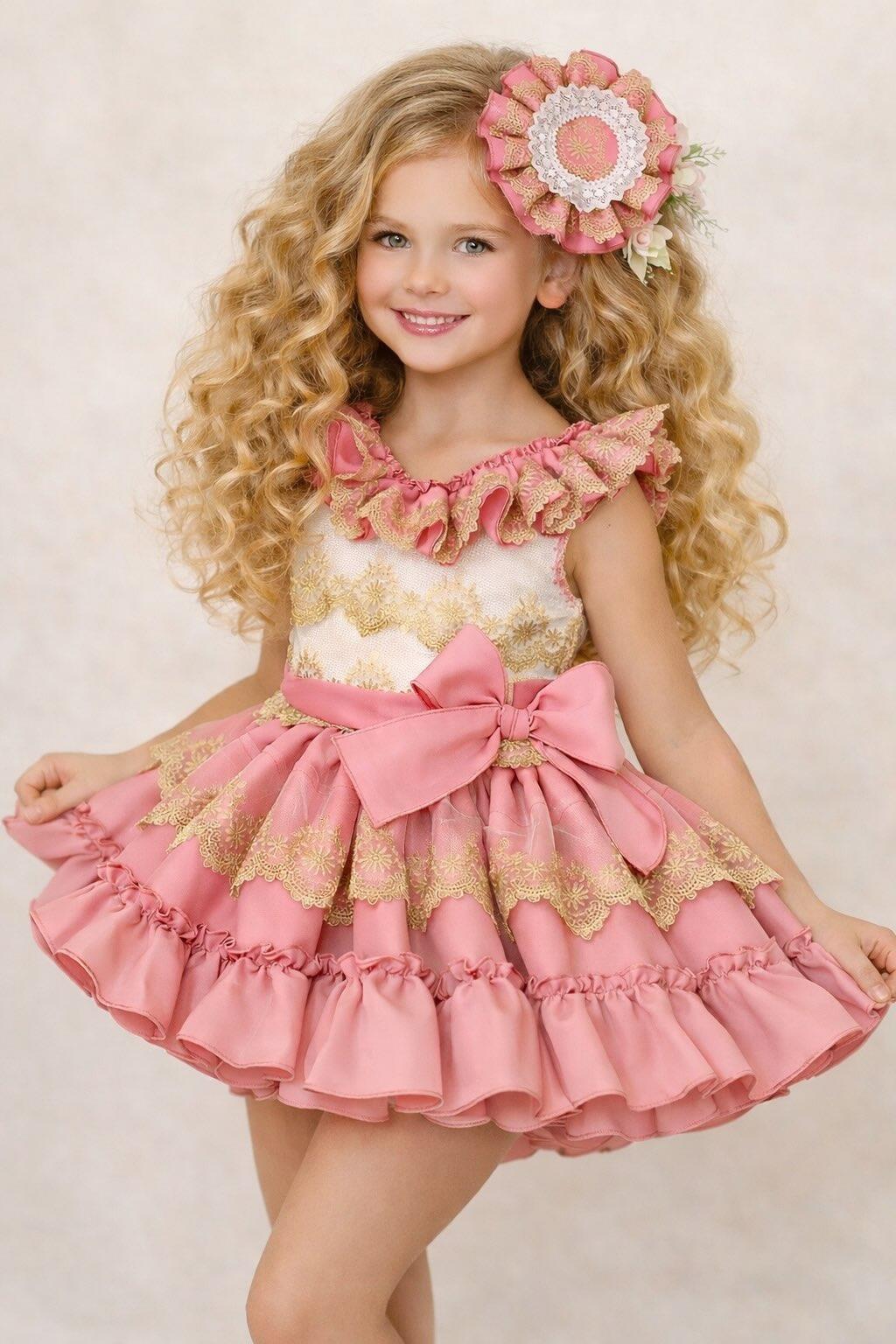 Ela Confeccion SS26 Girls Handmade Dress, Knickers & Hairpiece Set - (Made to order)