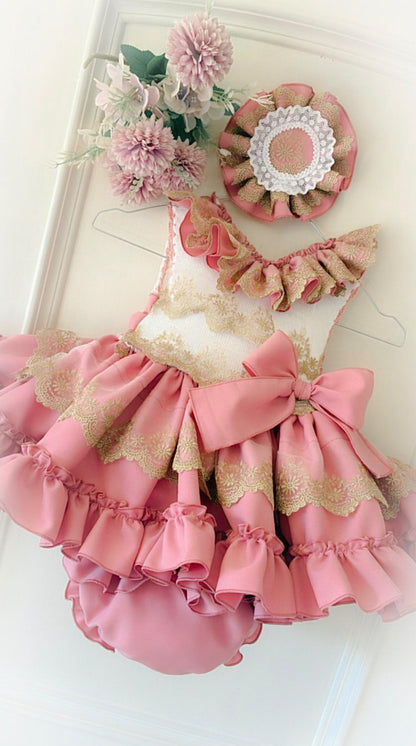 Ela Confeccion SS26 Girls Handmade Dress, Knickers & Hairpiece Set - (Made to order)