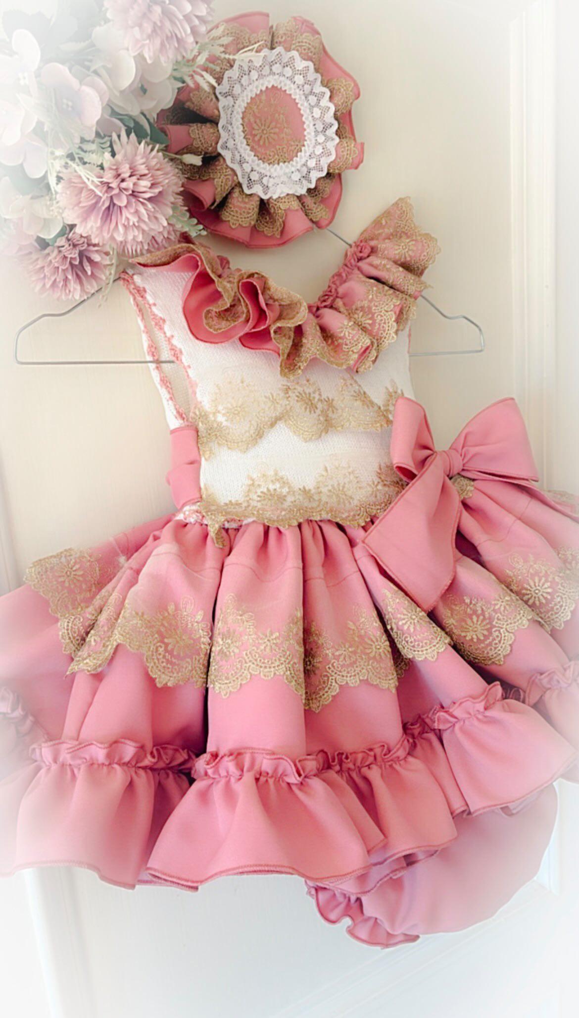 Ela Confeccion SS26 Girls Handmade Dress, Knickers & Hairpiece Set - (Made to order)