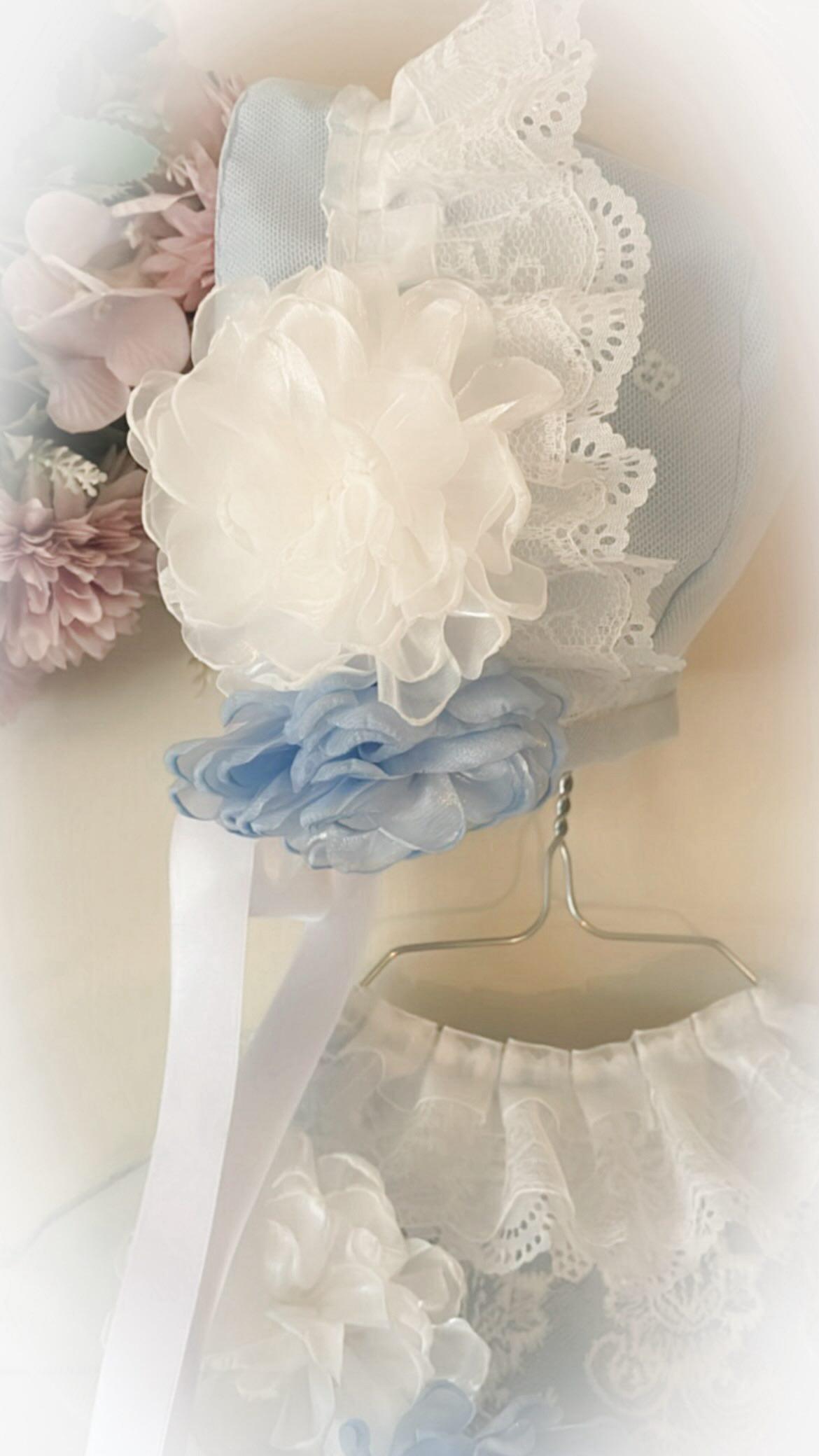 Ela Confeccion SS26 Girls Lucia Blue Handmade Dress, Knickers & Hairpiece Set - (Made to order)