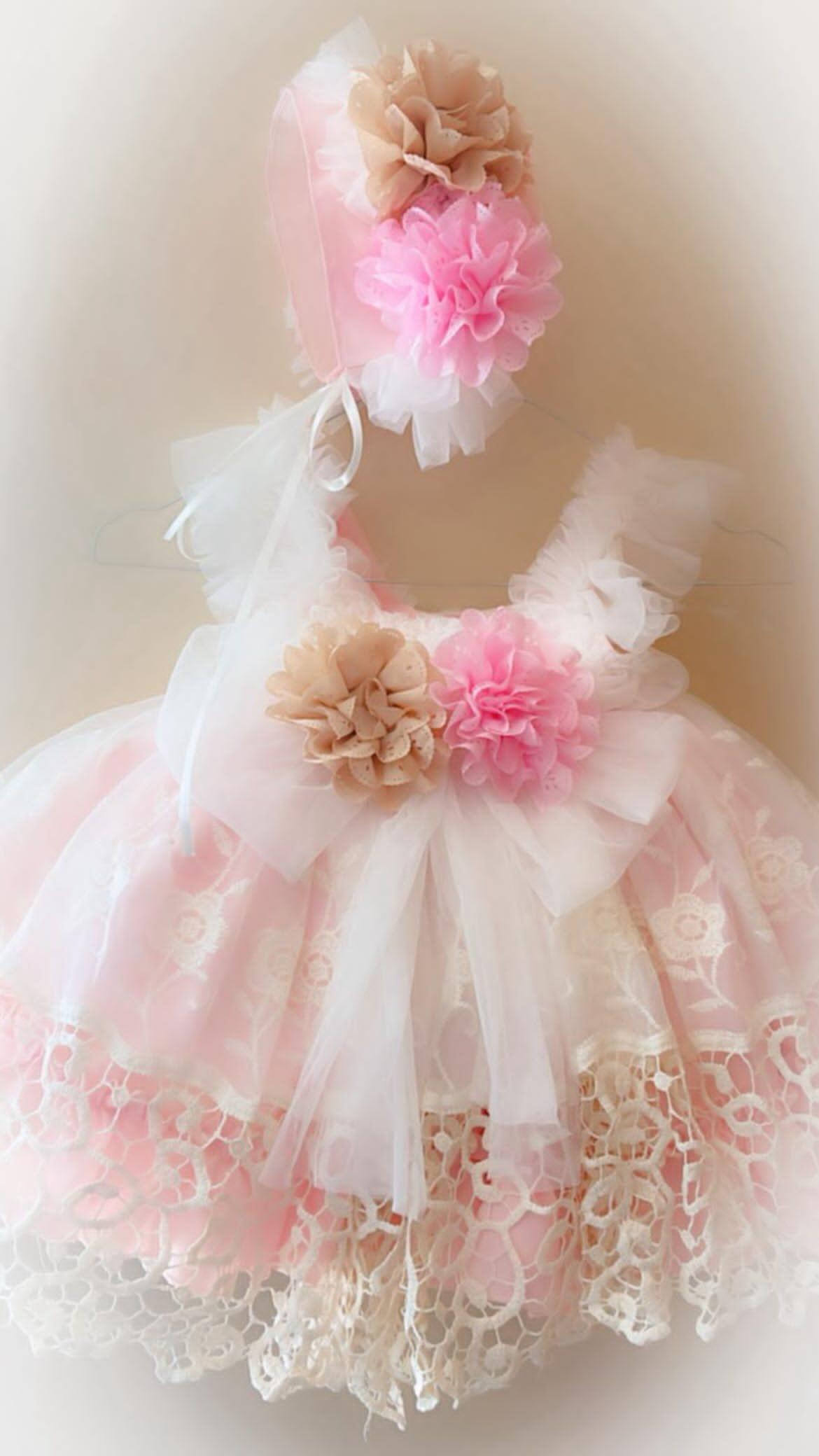 Girls Savannah Pink Handmade Dress, Knickers & Hairpiece Set - Ela Confeccion SS26 (Made to order)
