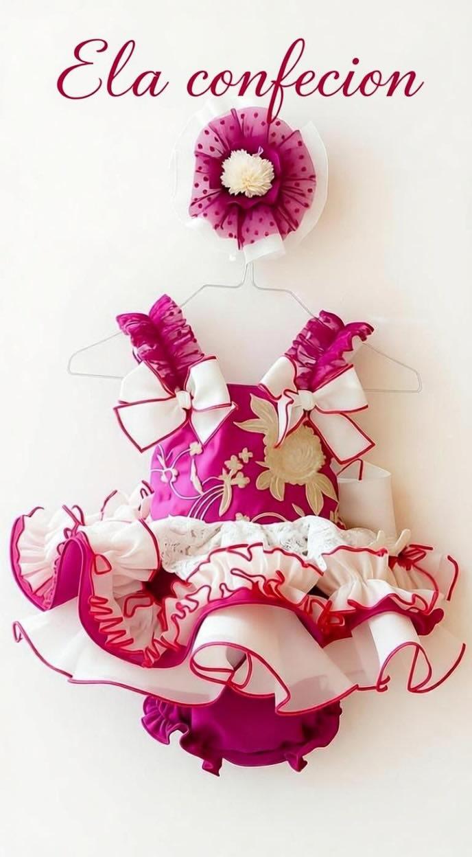 Girls Colette Handmade Dress, Knickers & Hairpiece Set - Ela Confeccion SS26 (In Stock )