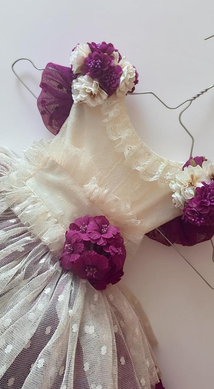 'Anne' Girls Handmade Dress, Knickers & Hairpiece Set - Ela Confeccion SS26 (Made to order)