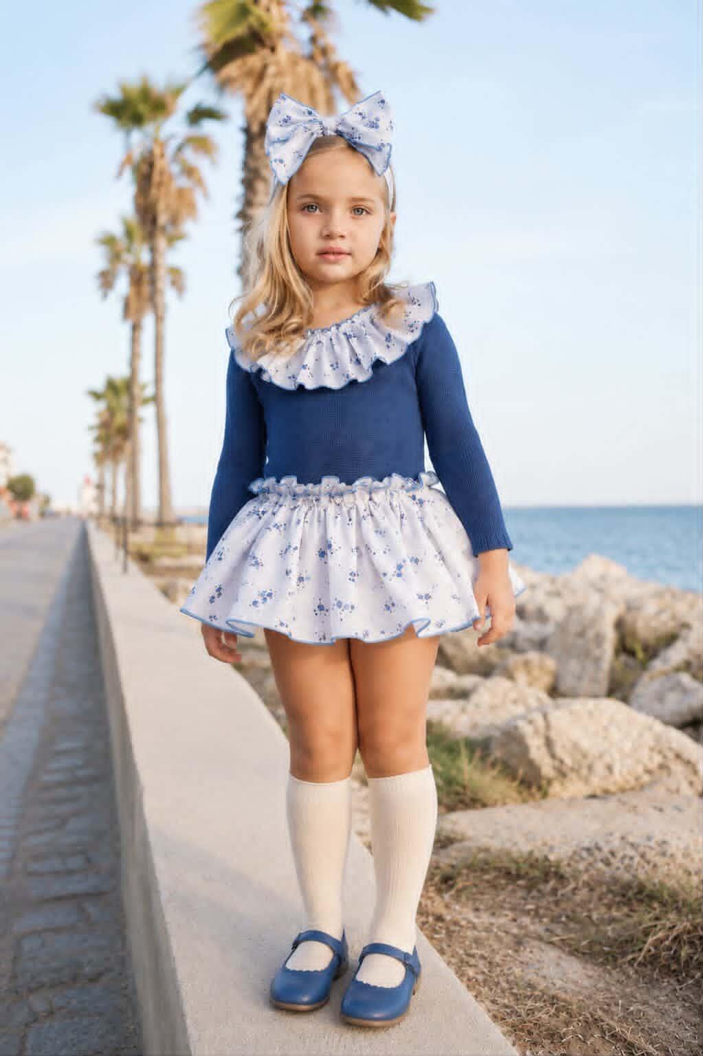 Ela Handmade Ditsy Knitted Dress, Knickers & Bow Set AW26  - (Made to order)