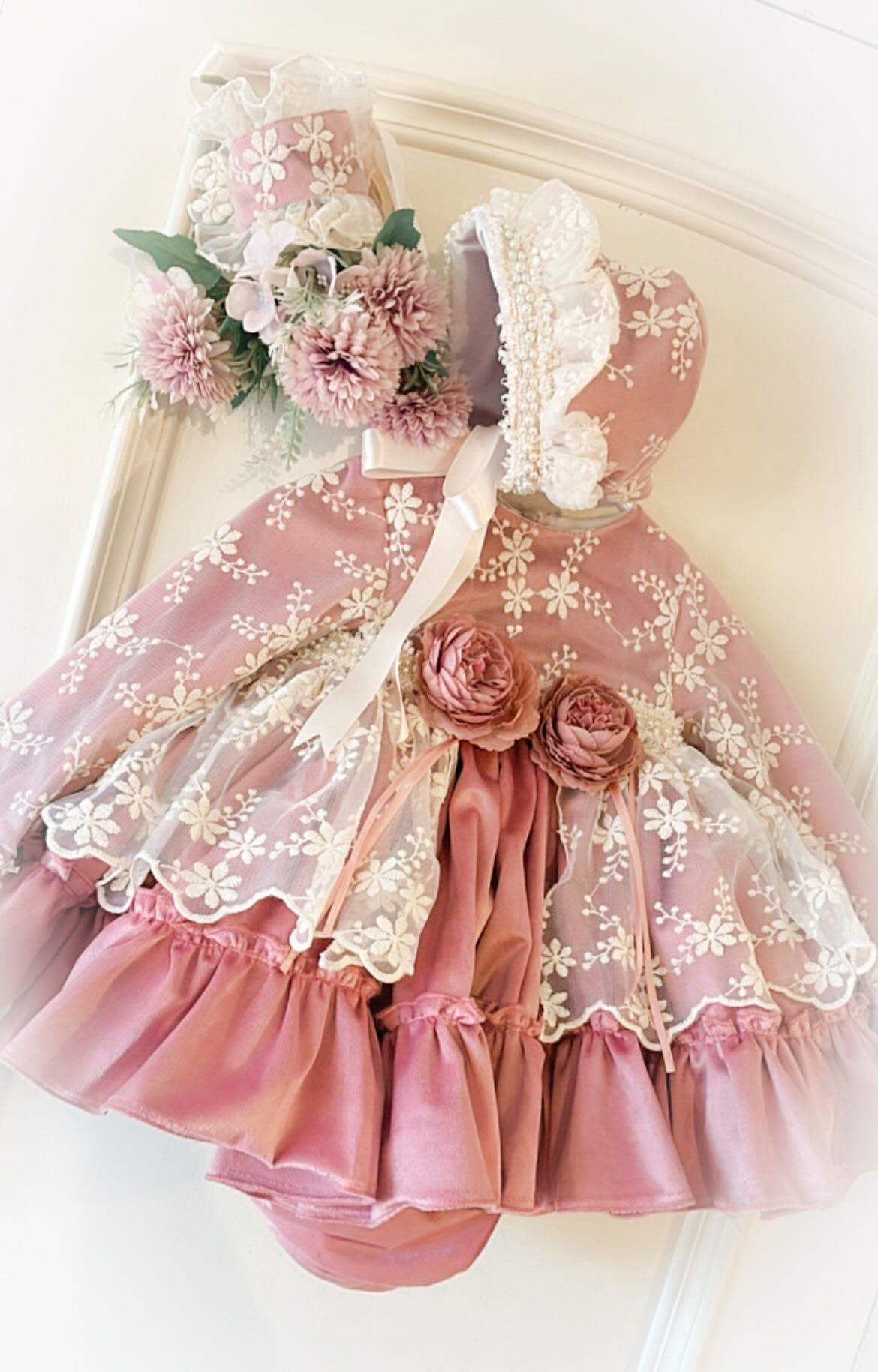 Ela Handmade Carolina Dress, Knickers & Bonnet or Hairclip Set AW26  - (Made to order)