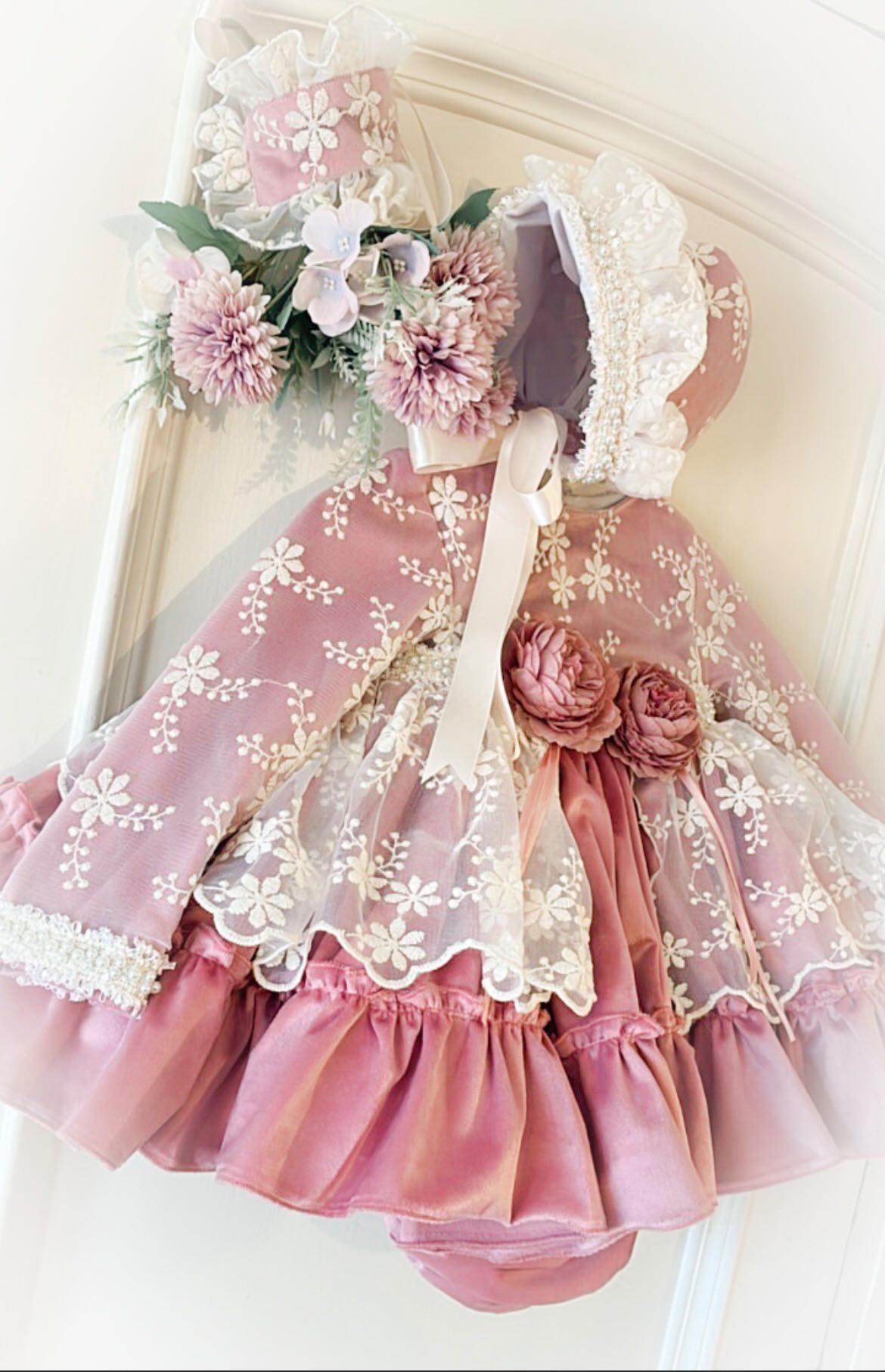 Ela Handmade Carolina Dress, Knickers & Bonnet or Hairclip Set AW26  - (Made to order)