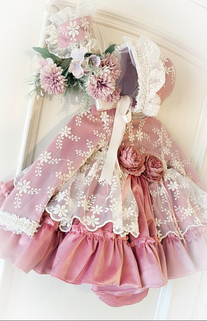 Ela Handmade Carolina Dress, Knickers & Bonnet or Hairclip Set AW26  - (Made to order)