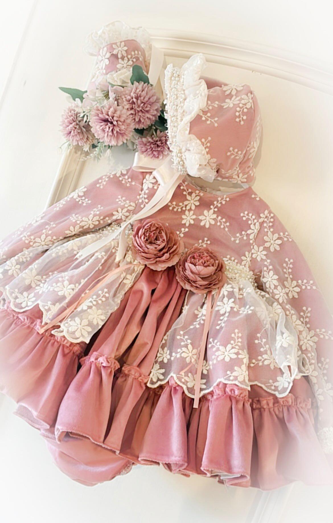 Ela Handmade Carolina Dress, Knickers & Bonnet or Hairclip Set AW26  - (Made to order)