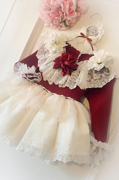 Ela Handmade Victoria Dress, Knickers & Bonnet or Hairclip Set AW26  - (Made to order)