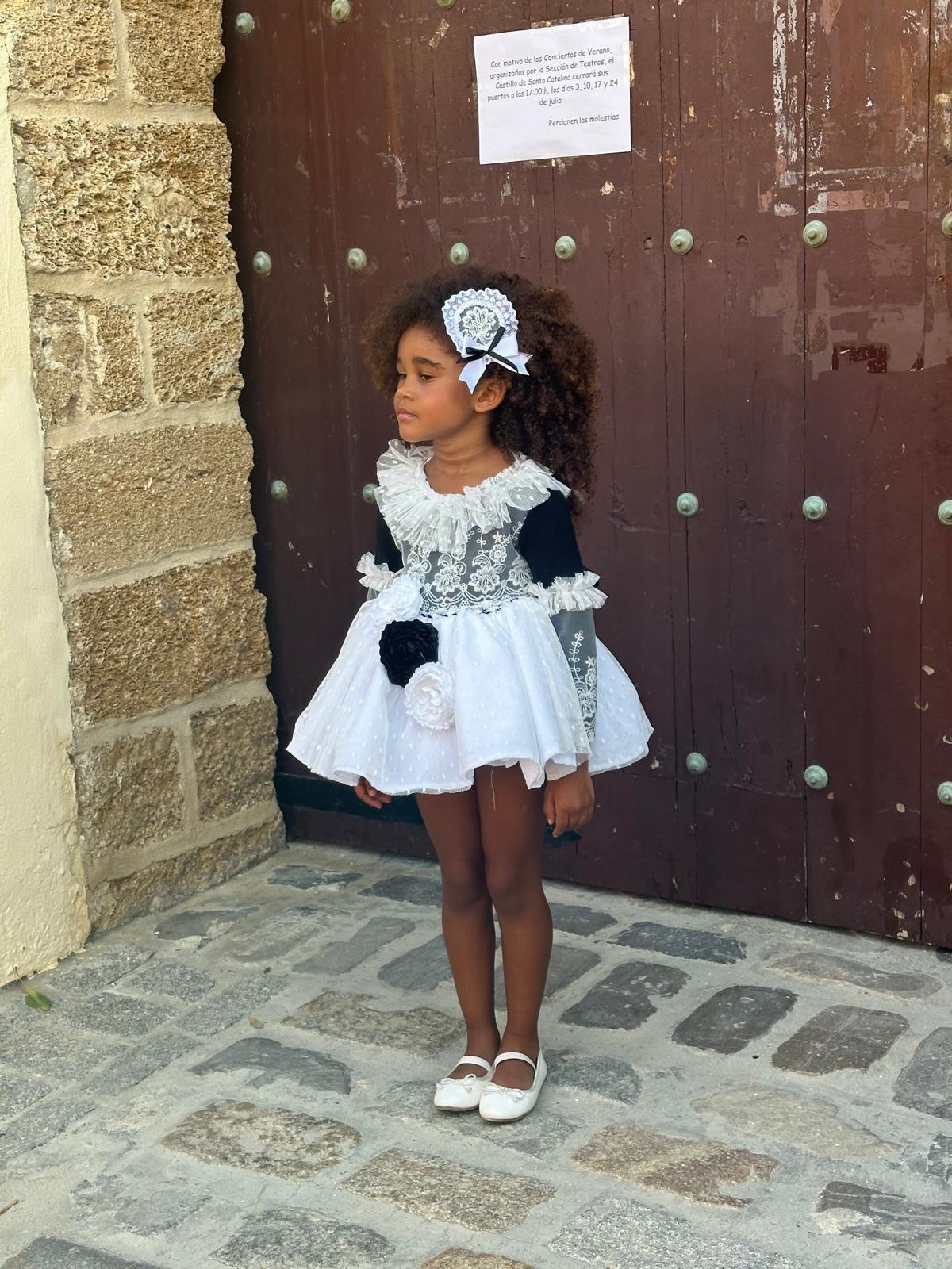 Ela Handmade Black & White Victoria Dress, Knickers & Bonnet or Hairclip Set AW26  - (Made to order)