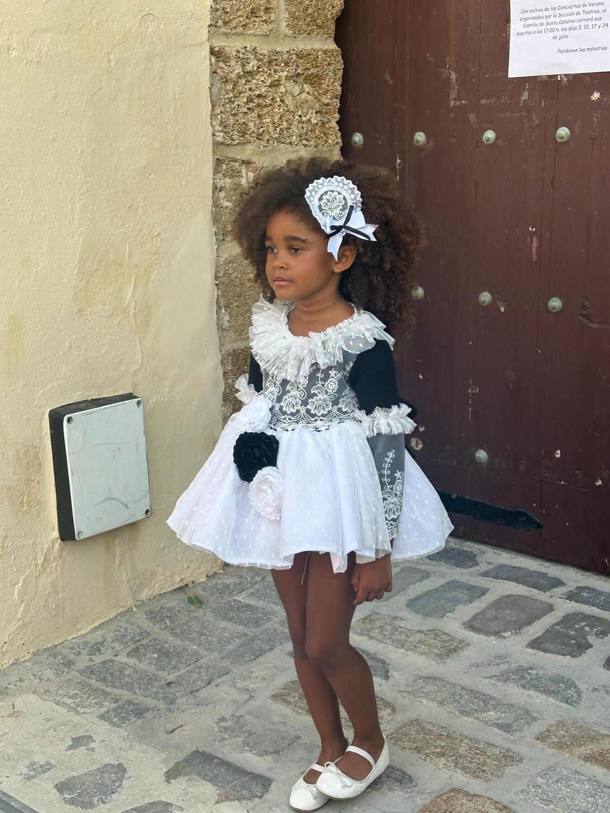 Ela Handmade Black & White Victoria Dress, Knickers & Bonnet or Hairclip Set AW26  - (Made to order)