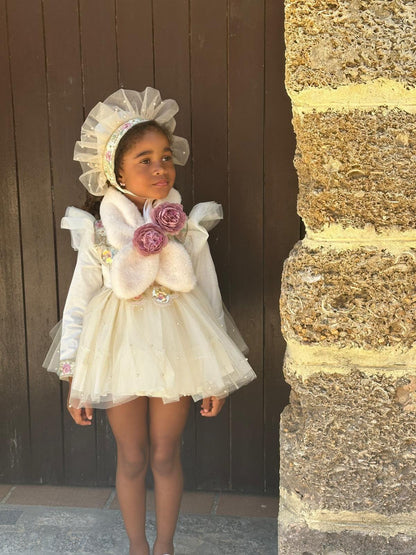 Ela Handmade Winter Whisper Dress, Knickers & Bonnet or Hairclip Set AW26  - (Made to order)
