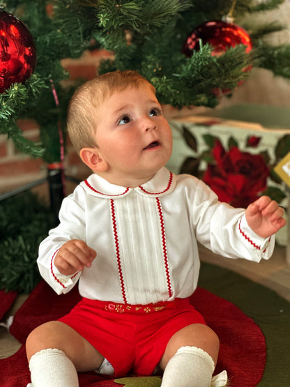 Boys Red Christmas Short Set AW (Made to order)