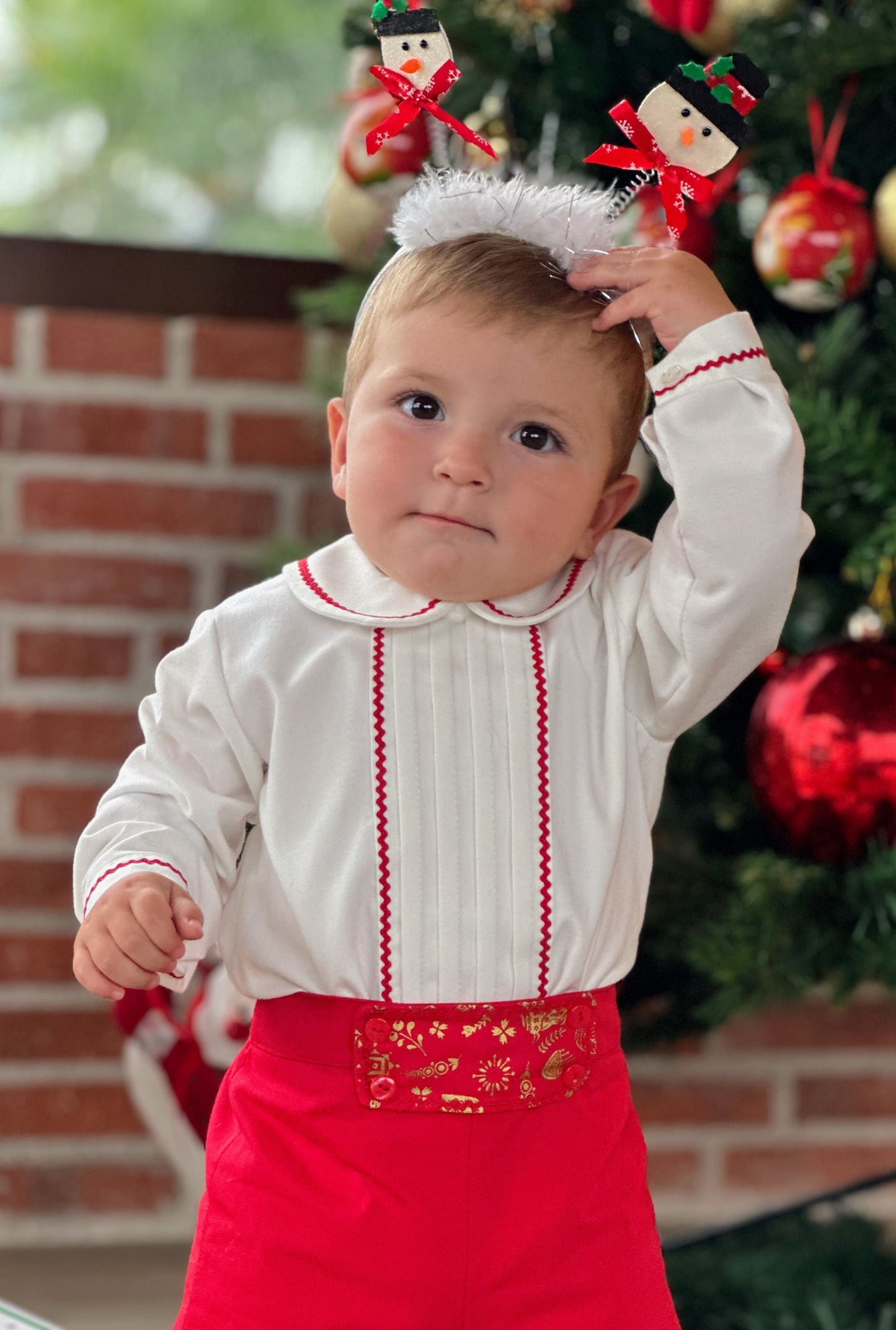 Boys Red Christmas Short Set AW (Made to order)