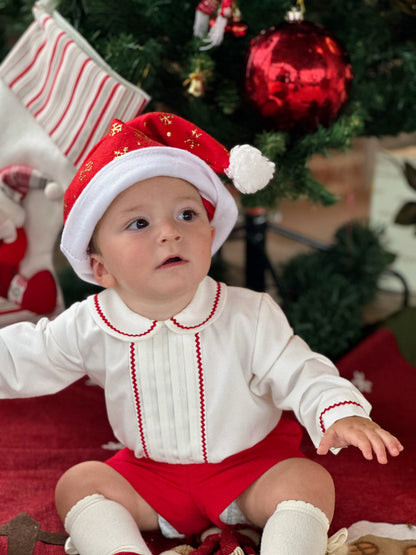 Boys Red Christmas Short Set AW (Made to order)