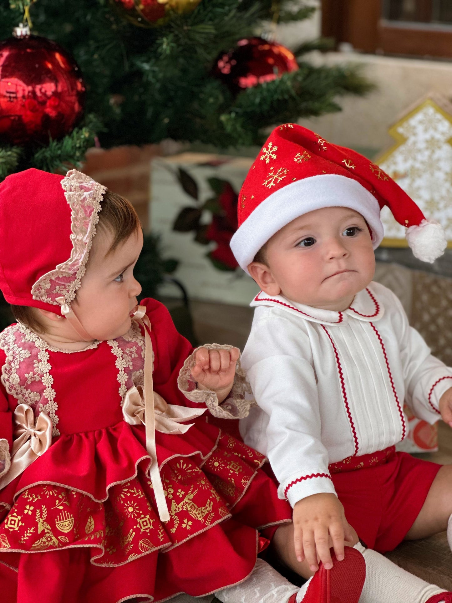 Boys Red Christmas Short Set AW (Made to order)