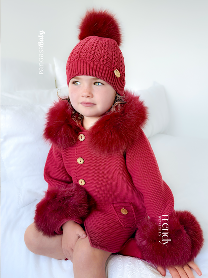 Pangasa Baby Luxury Fur Jacket Garnet Red - Preorder