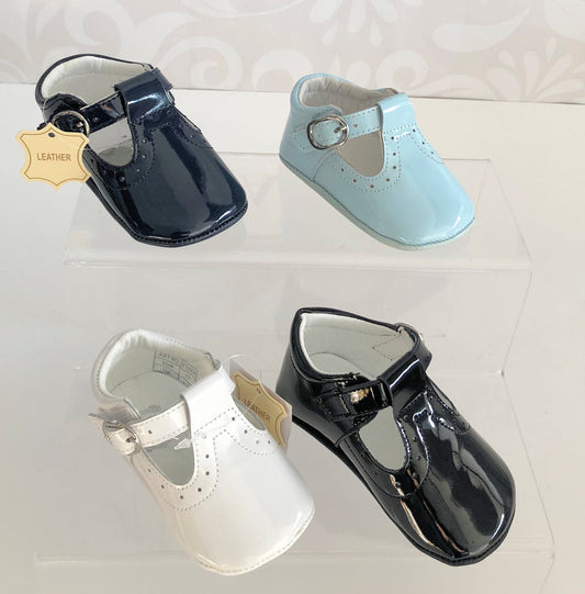 Baby Boys Patent Leather Buckle Soft Gum Shoes