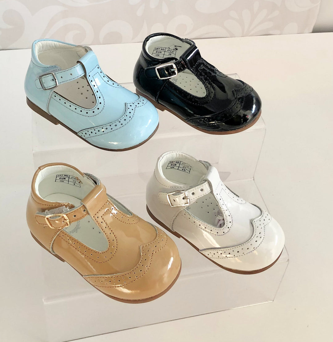 Boys Patent Leather Buckle Hard Sole Shoes