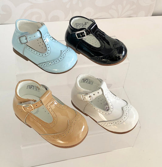 Boys Patent Leather Buckle Hard Sole Shoes