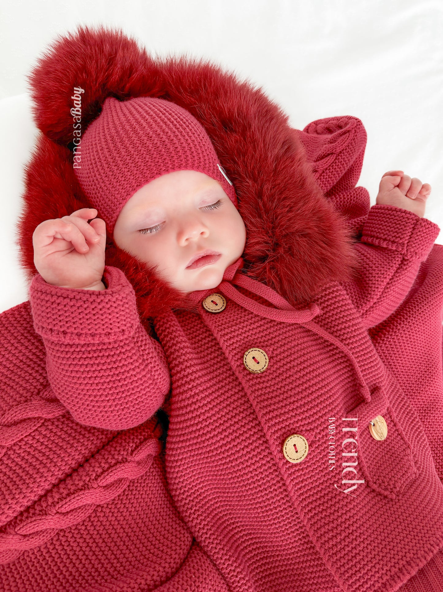 Pangasa Baby Luxury Fur Jacket Garnet Red - Preorder