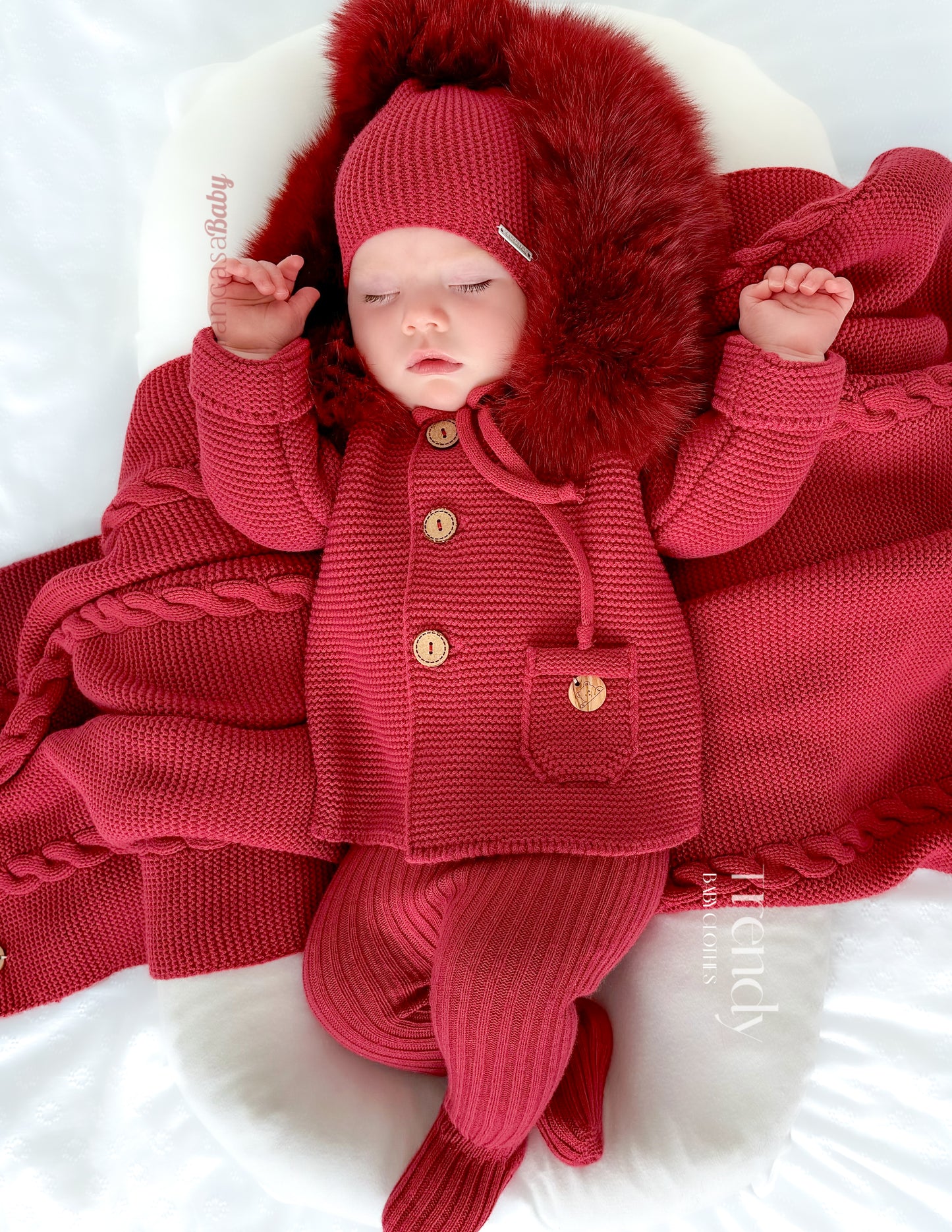 Pangasa Baby Luxury Fur Jacket Garnet Red - Preorder