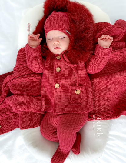 Pangasa Baby Luxury Fur Jacket Garnet Red - Preorder