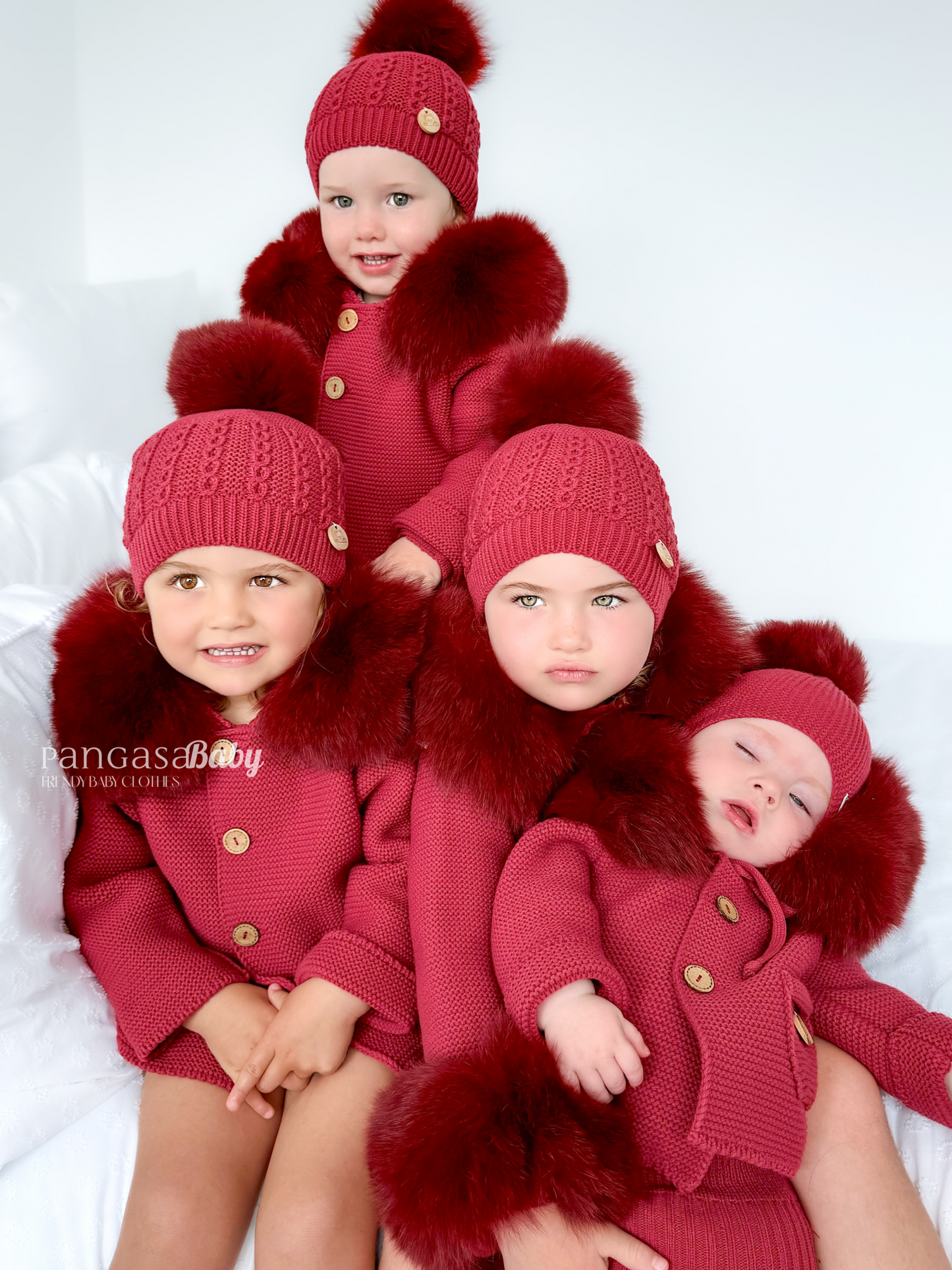 Pangasa Baby Luxury Fur Jacket Garnet Red - Preorder
