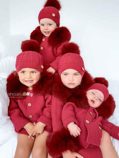 Pangasa Baby Luxury Fur Jacket Garnet Red - Preorder