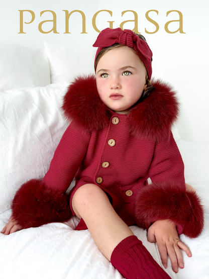 Pangasa Baby Luxury Fur Jacket Garnet Red - Preorder