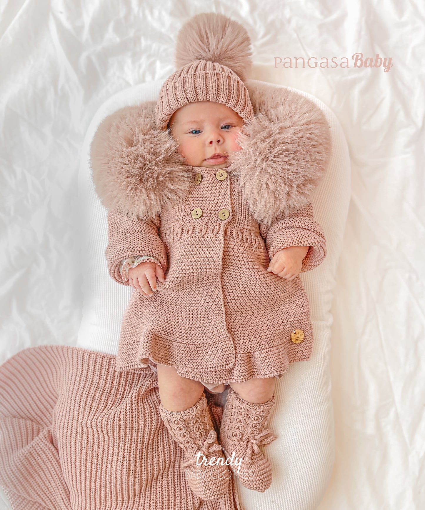Pangasa Baby Vintage Pink Fur Jacket - Preorder