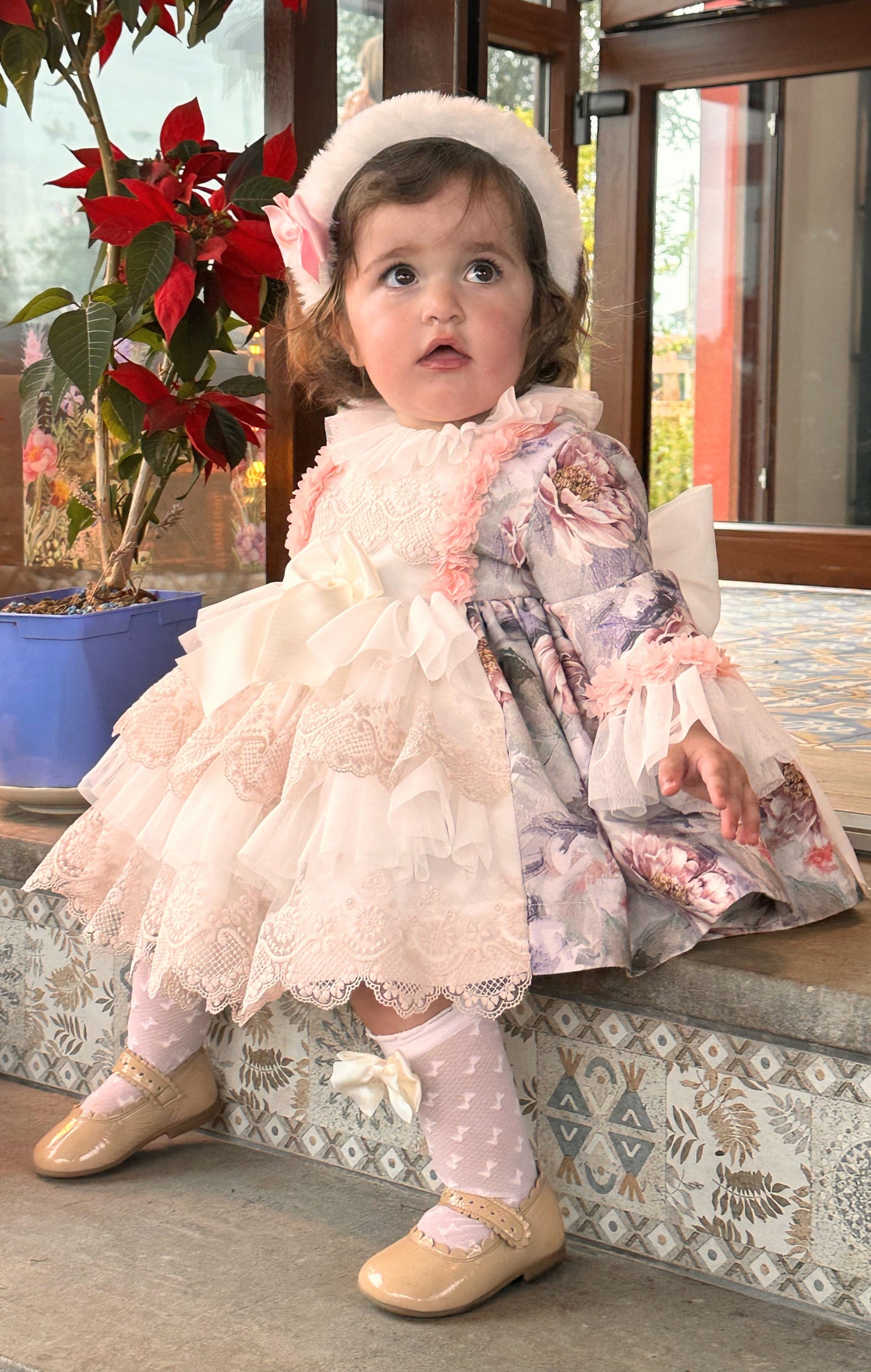 Girls Floral & Lace Dress AW (Made to order)