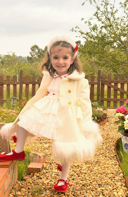 Girls Ivory Coat with Fur AW (Made to order)