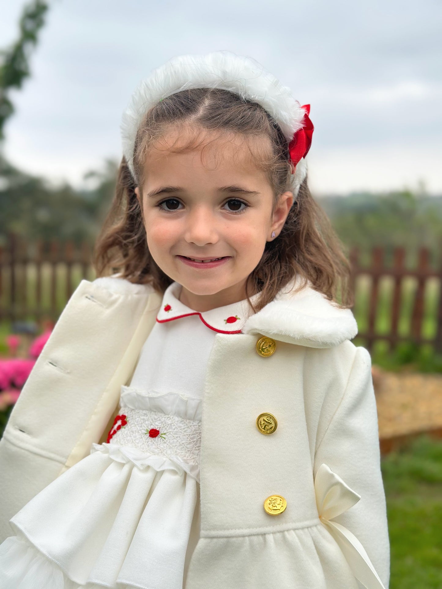 Girls Ivory Coat with Fur AW (Made to order)