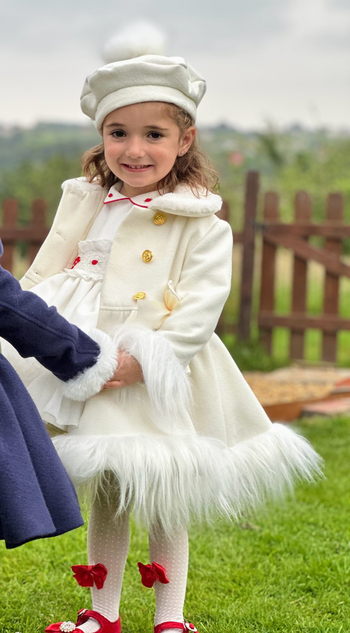 Girls Ivory Coat with Fur AW (Made to order)
