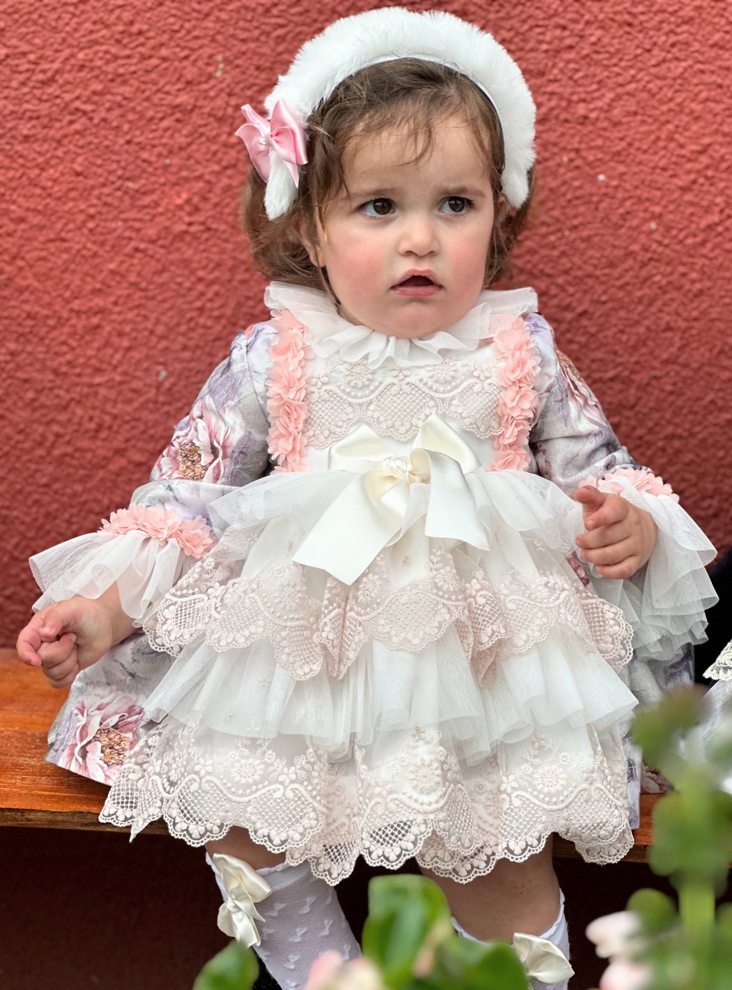 Girls Floral & Lace Dress AW (Made to order)